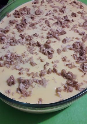 Una foto de Postre de vainillas con nuez