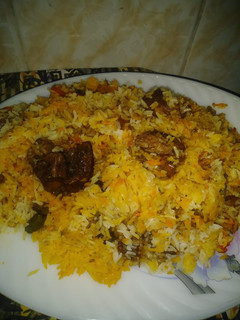 A picture of Spicy Beef Biryani.