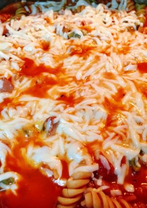 Hình của món Nui xoắn phủ cheese.