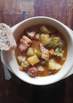 A picture of Rioja-Style Potatoes with Chorizo and Pork Ribs.