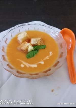 A picture of Tomato carrot soup.