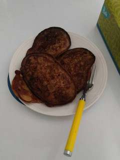 A picture of Oat banana pancake with little brownie.