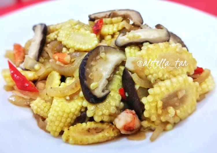 Resep Tumis Saus Tiram Jagung Muda dengan Jamur, Bikin Ngiler