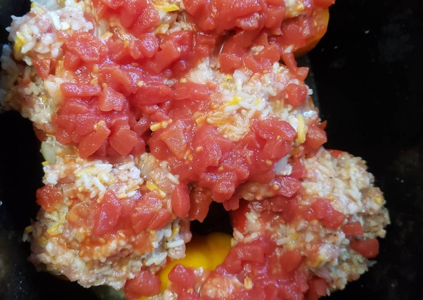 Cheesy Piggy crockpot stuffed peppers