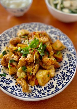 Hình của món Đậu Phụ Và Chả Chay Sốt Cà Chua.
