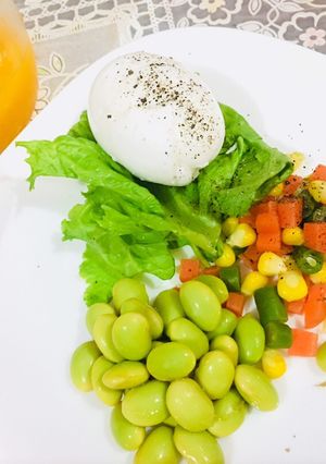 Foto resep Edemame, telur rebus & mix vegetable