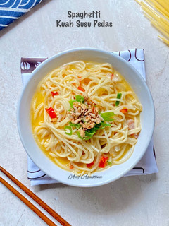 Foto resep Spaghetti Kuah Susu Pedas