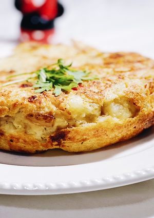 Una foto de Tortilla de papa vegana