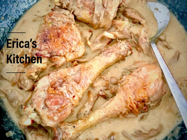 Resep Ayam masak cream jamur (Supremes de poulet aux champignons) France cuisine Yang Lezat Sekali