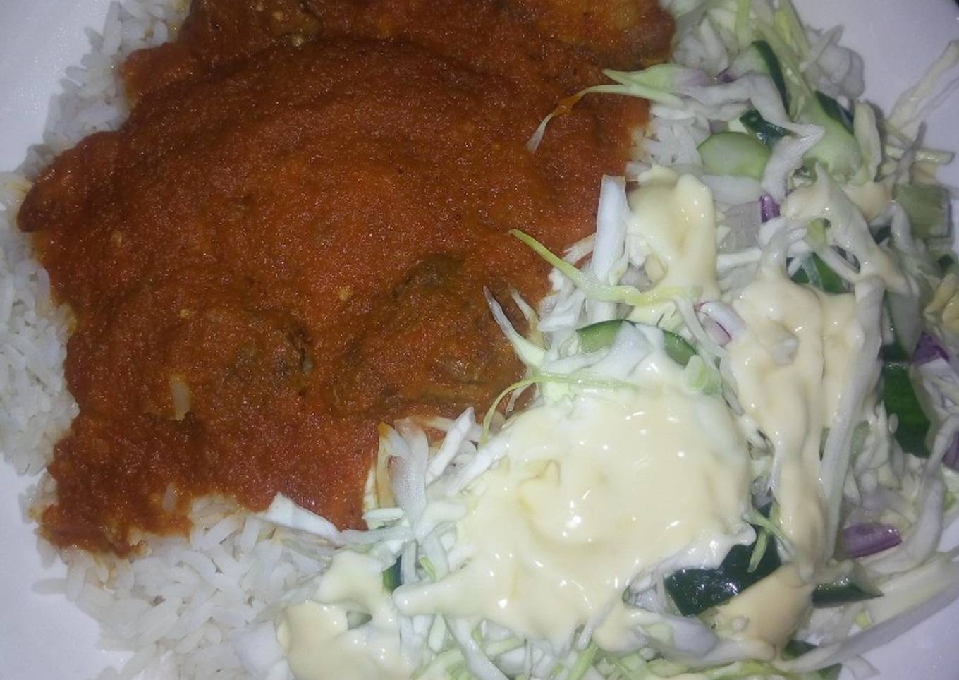 White rice with cabage