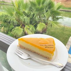 A picture of Mango Jelly Cheesecake.