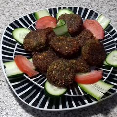 A picture of Falafel / fava bean falafel.