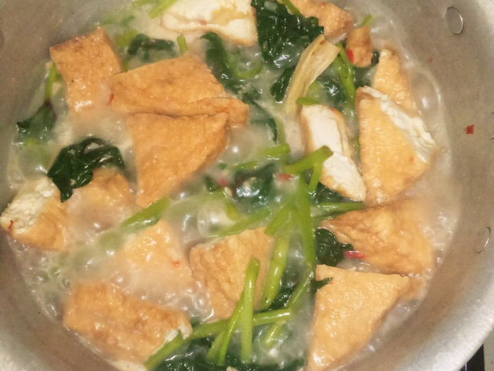 Ini dia! Resep membuat Sayur santan tahu coklat daun ubi dijamin gurih