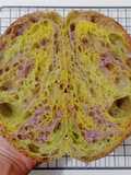 Flaxseeds Ubi Ungu Pandan Kunyit Sourdough Bread (Open Bake Method - Oven Tangkring)