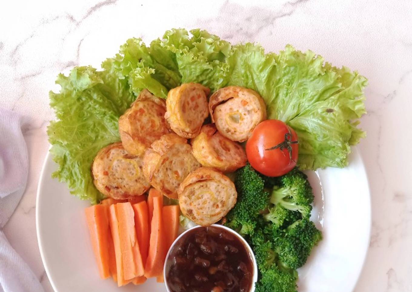 Resep Rolade Tahu Brokoli saus Tiram yang Enak