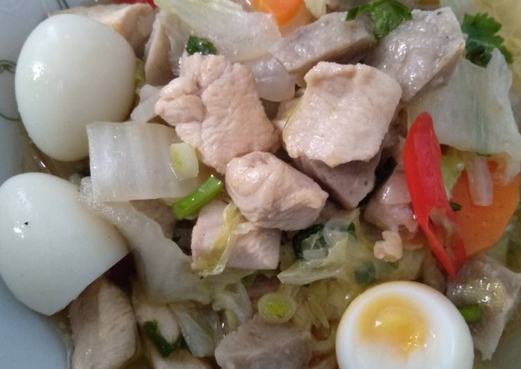 Anti Ribet, Buat Tumis kuah sawi putih, wortel, bakso + ayam dan telur puyuh Praktis
