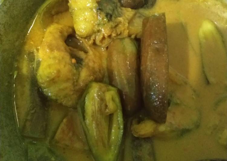 Masak santan terong n ikan asin basah