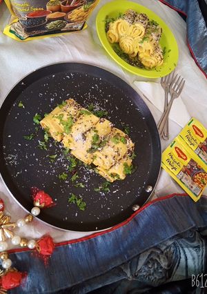 A picture of Masala Khandvi.