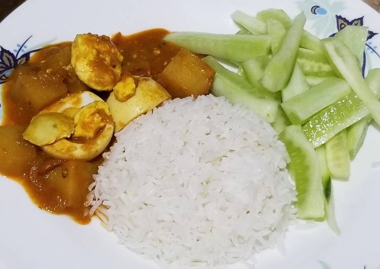 Recipe: Perfect Anda Alo gravy with rice #cookpadapp