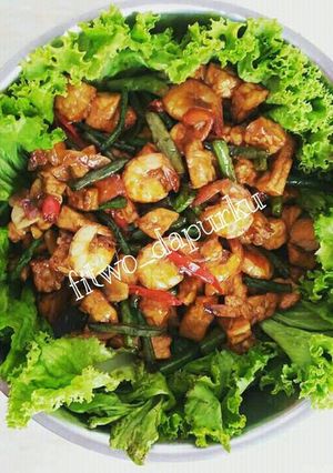 Foto resep Tumis tempe tahu kacang+udang