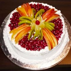 A picture of Eggless Vanilla Fresh Fruit Cake !!.