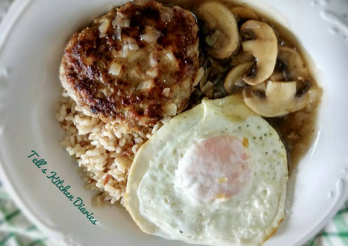 Loco Moco (Hambagu Steak w/ Mushroom Sauce and Rice)