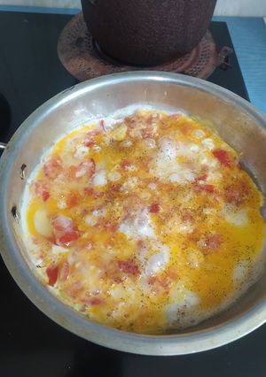عکسی از دستور تخم مرغ و گوجه صبحانه مقوی😋😊