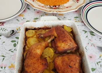 How to Cook Tasty Red rice with chicken legs and potatoes