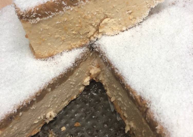 Tarta de queso y coco con dulce de leche (sin horno)