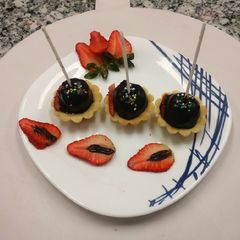 A picture of Chocolate pops in the sweet crust tarts.