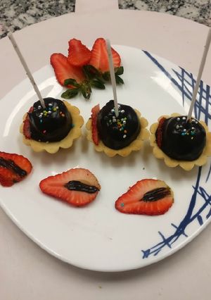 A picture of Chocolate pops in the sweet crust tarts.