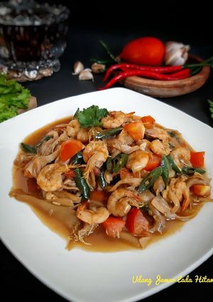 Foto resep Udang Jamur Tiram Lada Hitam