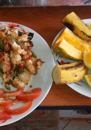 A picture of Tossed "stir-fry" bread with scrambled eggs...#breakfastcontest#.