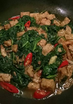 Foto resep Kangkung tempe orak arik