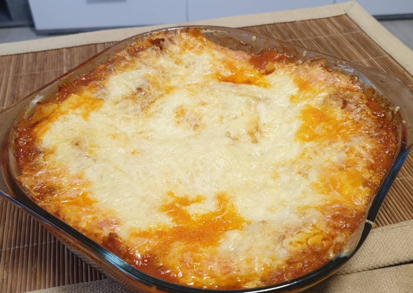 Lasaña de carne picada con bechamel