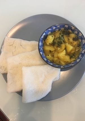 A picture of Amboli (rice crepes for gravies).
