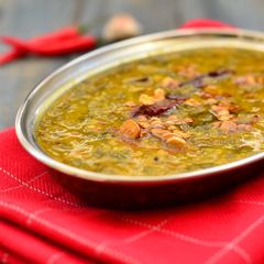 A picture of Palak dal (lentils with spinach).
