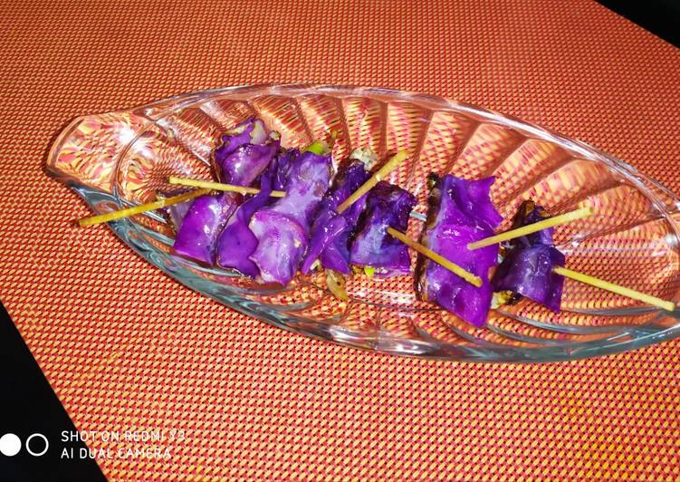 Steps to Prepare Quick Purple cabbage tiny rolls