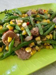 Foto resep Tumis buncis jagung bakso