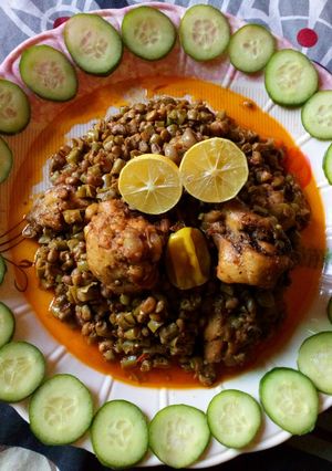 A picture of Gawar ki phalli chicken.