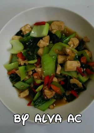 Foto resep Tumis sawi sendok tahu pete