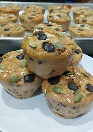 Foto resep Anabolic Oats Classic Chocolate Chip Muffins|High Protein, Low Calorie, Sugar & Gluten Free