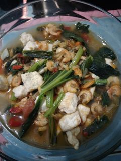 Foto resep Oseng kuah sawi hijau,tahu & udang