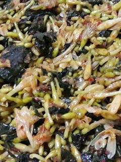 Foto resep Tumis bunga pepaya campur daun singkong