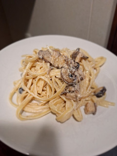 Una foto de Linguini con salsa de setas