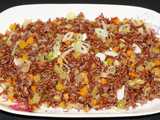Arroz jazmín rojo integral con salteado de vegetales