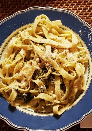 A picture of Fresh pasta Tagliatelle from scratch.