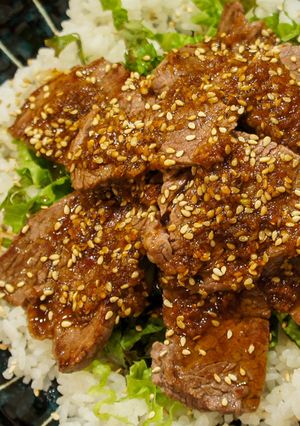 A picture of Yakiniku Don - Japanese Grilled Beef Bowl.
