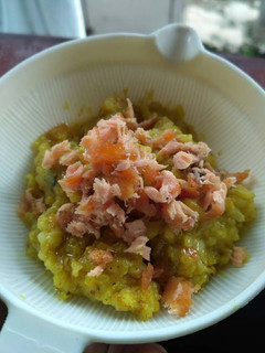 Foto resep Mpasi 8m+ (bubur nasi kuning salmon)