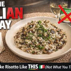 A picture of Risotto ai Funghi Cremoso Authentic Italian Mushroom Risotto.